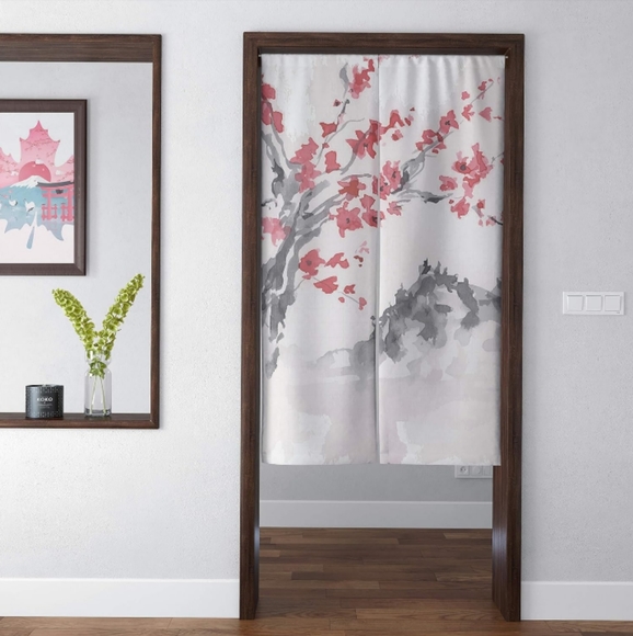 Eucalyptus Blue Leaves Vines Botanical Japanese Noren Curtains Asian Art New - Picture 10 of 11